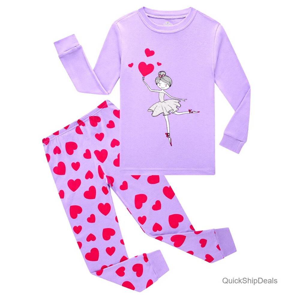 100% Cotton Kids Pajama Set 2-Piece Sleepwear Snug Fit